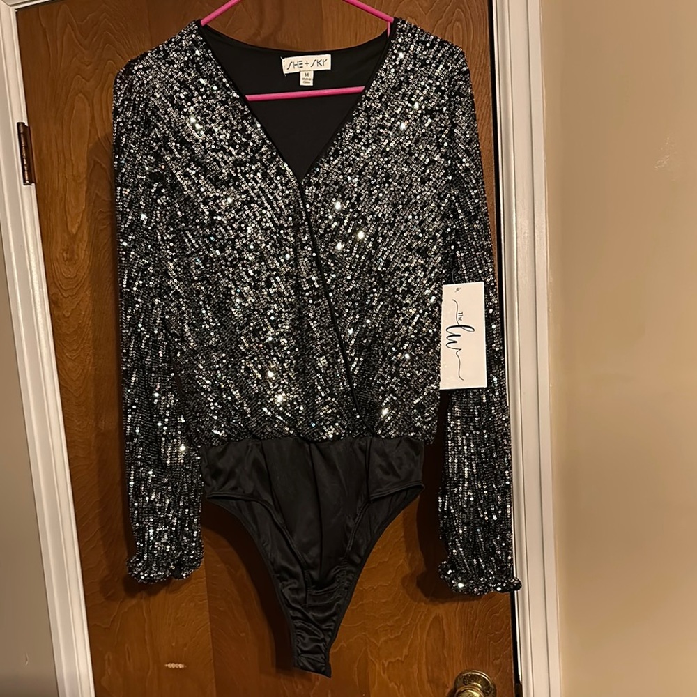 Black Sequin Bodysuit